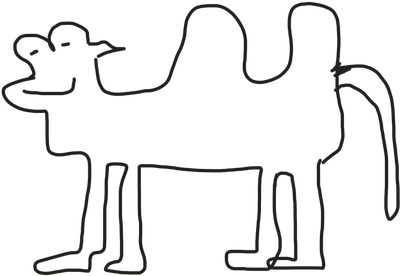 A hand-drawn camel doodle